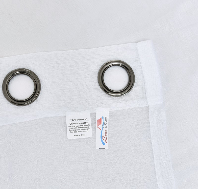 LinenZone Sheer White Curtains. Faux Linen Sheer Curtains. 2 Sheer Curtain Panels in Package. Elegant 96 Inch Curtains for Living Room, Bedroom, Kitchen, Nursery. (Karina 54 x 96, White) - Image 5